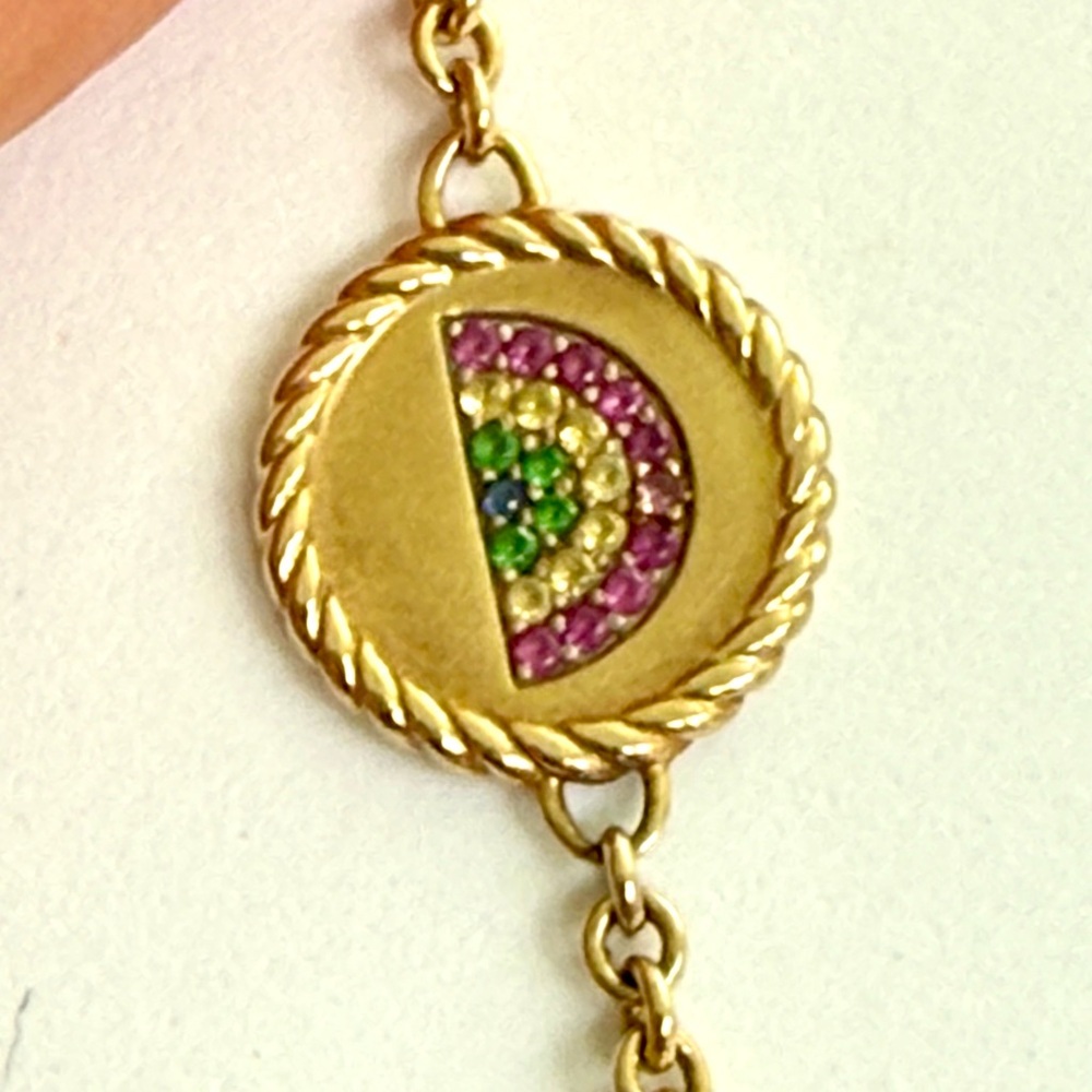 David Yurman 18K YG Collectibles Bracelet 
Tsavorite Pink and Yellow Sapphires